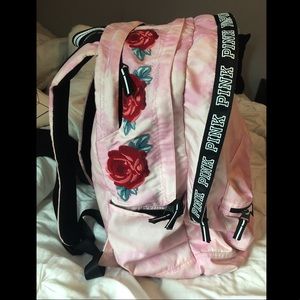 PINK VS, Campus Backpack, pink tie dye w/ roses